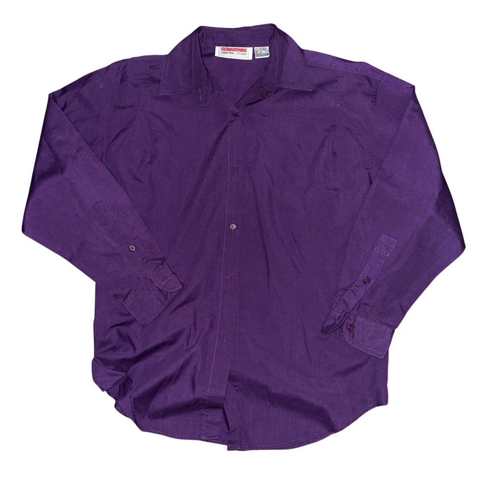 Cobblestone Creations Purple Button Down Shirt Womens Small Long Sleeve Blouse